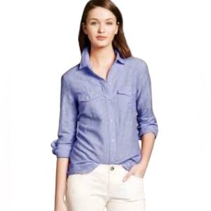Banana Republic Soft Wash Utility Shirt Blue Size Medium Womens Casualcore Work